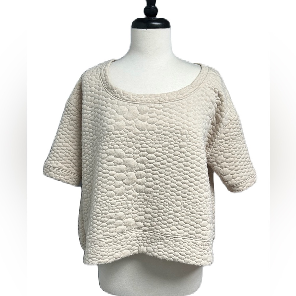 N|H Swing Sweatshirt Sz OS Womens Beige Quilted Boxy Cropped Cozy Lounge